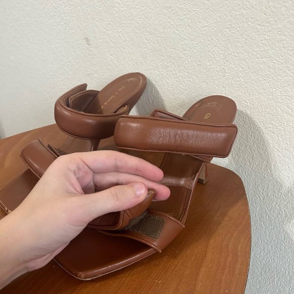 GIABORGHINI Perni Two-Band Puffy Slide High-Heel Sandals Brown Leather Size 38.5 - Picture 8 of 12